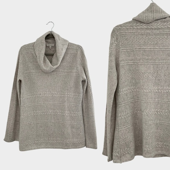 Neiman Marcus 100% Cashmere Cowl Neck Cable Knit Sweater Women's Medium M - Picture 1 of 8